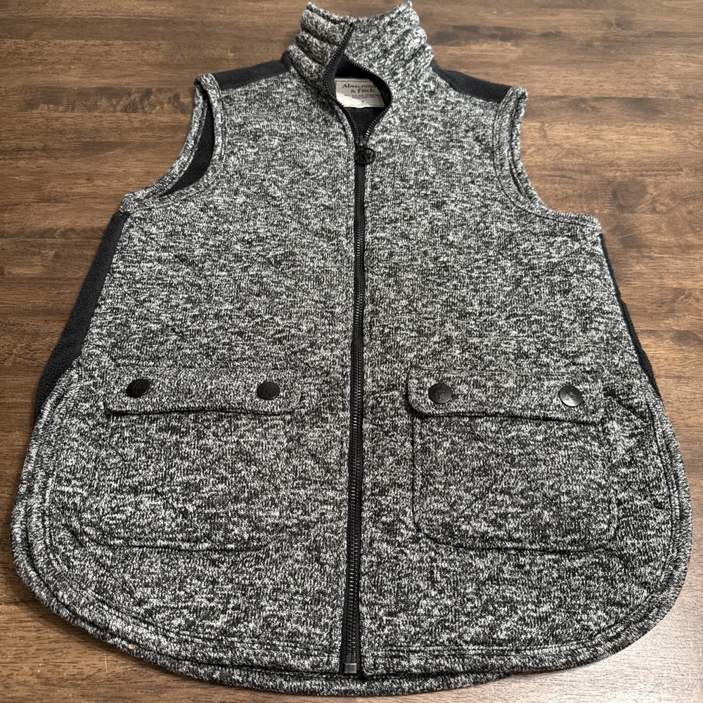 Abercrombie & Fitch Women's Full Zip Quilted Fleece Vest Heather Gray Size Small